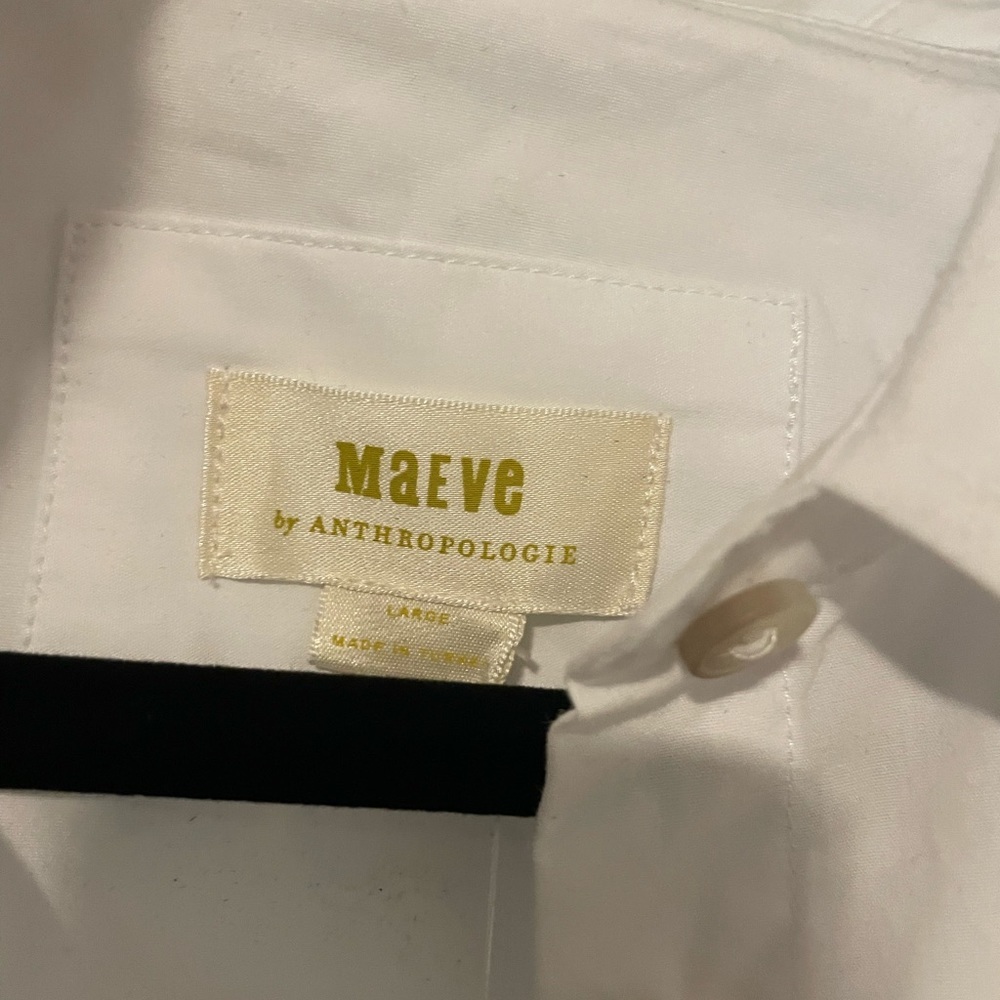 Anthropologie Women's White Maeve Lace-Hem Smock Mini Shirt Dress L Size‎ NWT - Picture 6 of 8